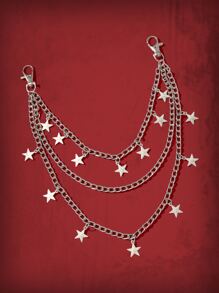 ROMWE Grunge Punk Star Charm Pant Chain - Silver - View 2