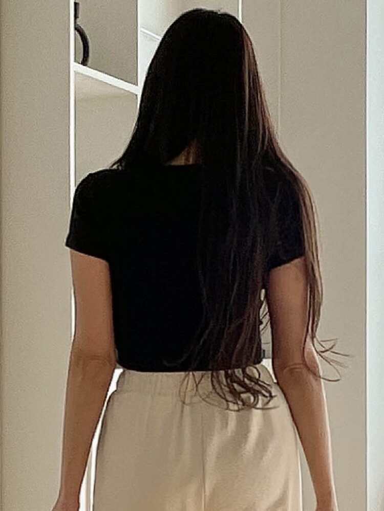 Sweetheart Neck Ribbed Knit Tee