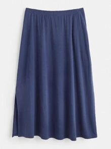SHEIN BASICS Plus Solid Split Hem Skirt - Blue - View 1