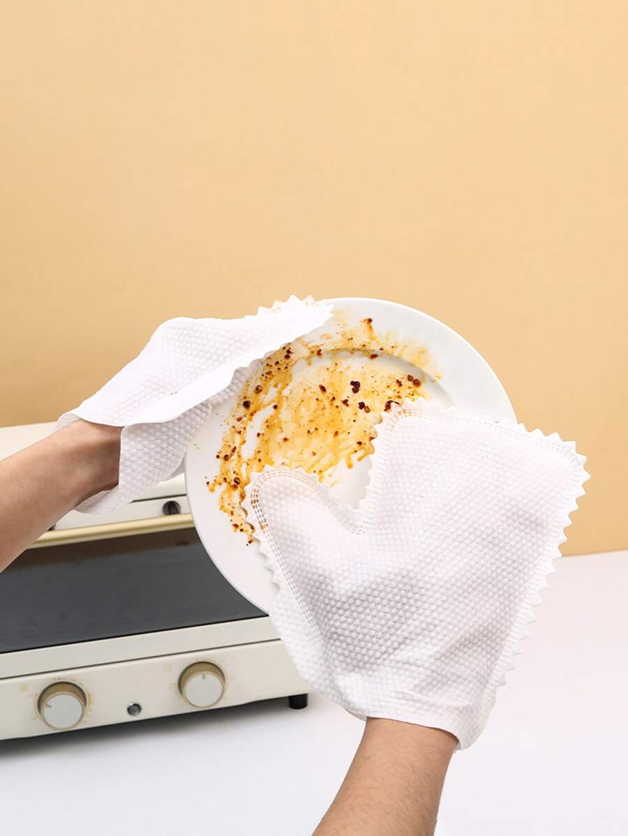 10入組/套PET家用手套家用極簡白色洗碗手套