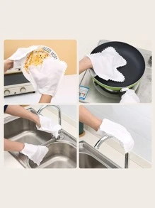 10入組/套PET家用手套家用極簡白色洗碗手套