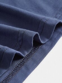 SHEIN BASICS Plus Solid Split Hem Skirt - Blue - View 7