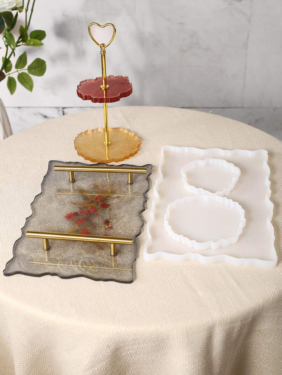 3pcs/Set Silicone Mold, Creative Tray Design DIY Silicone Mold For DIY - White - View 1