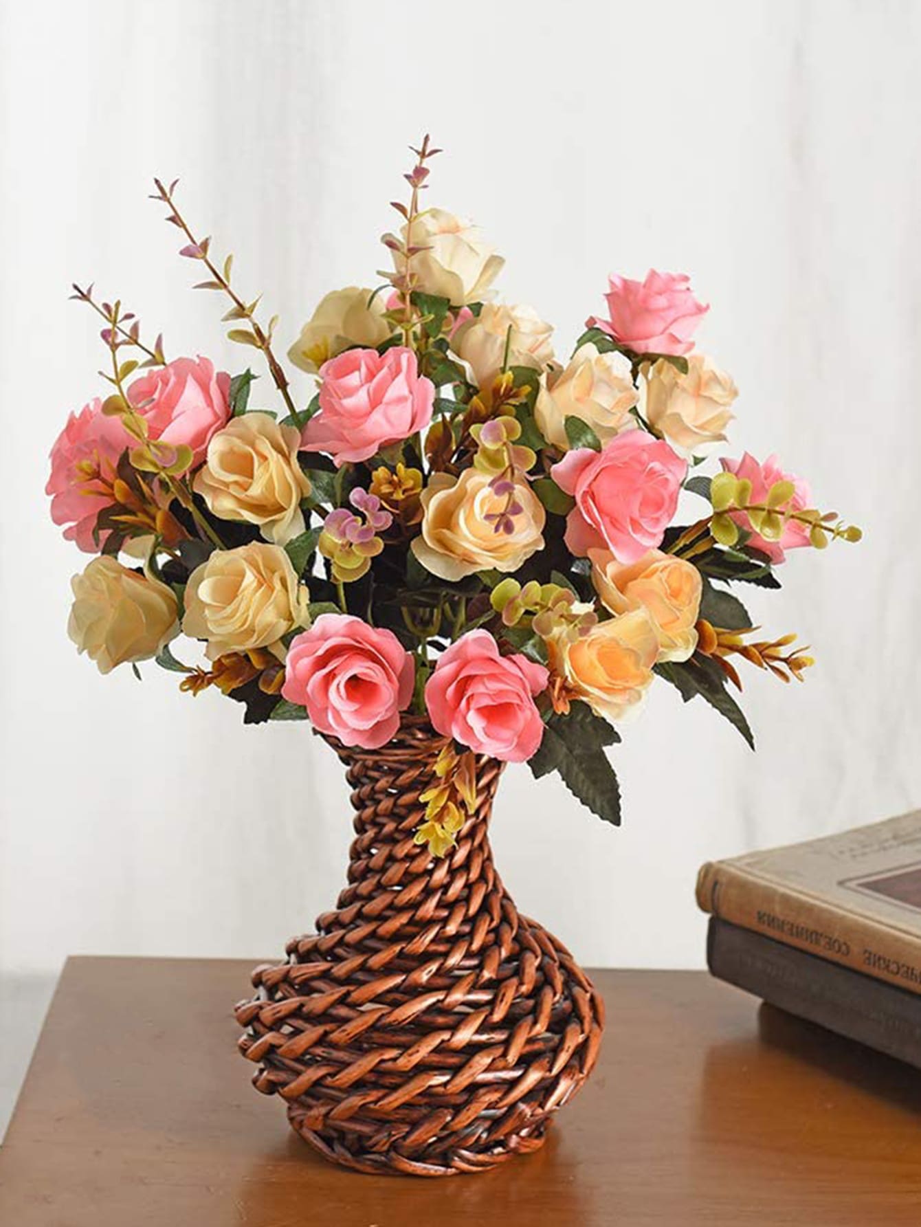 1入組塑料人造花花束婚禮用人造花束家居裝飾 - 彩色 - 查看 1