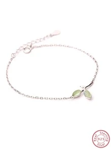 葉子墜飾銀手環 - 銀色 - 查看 1