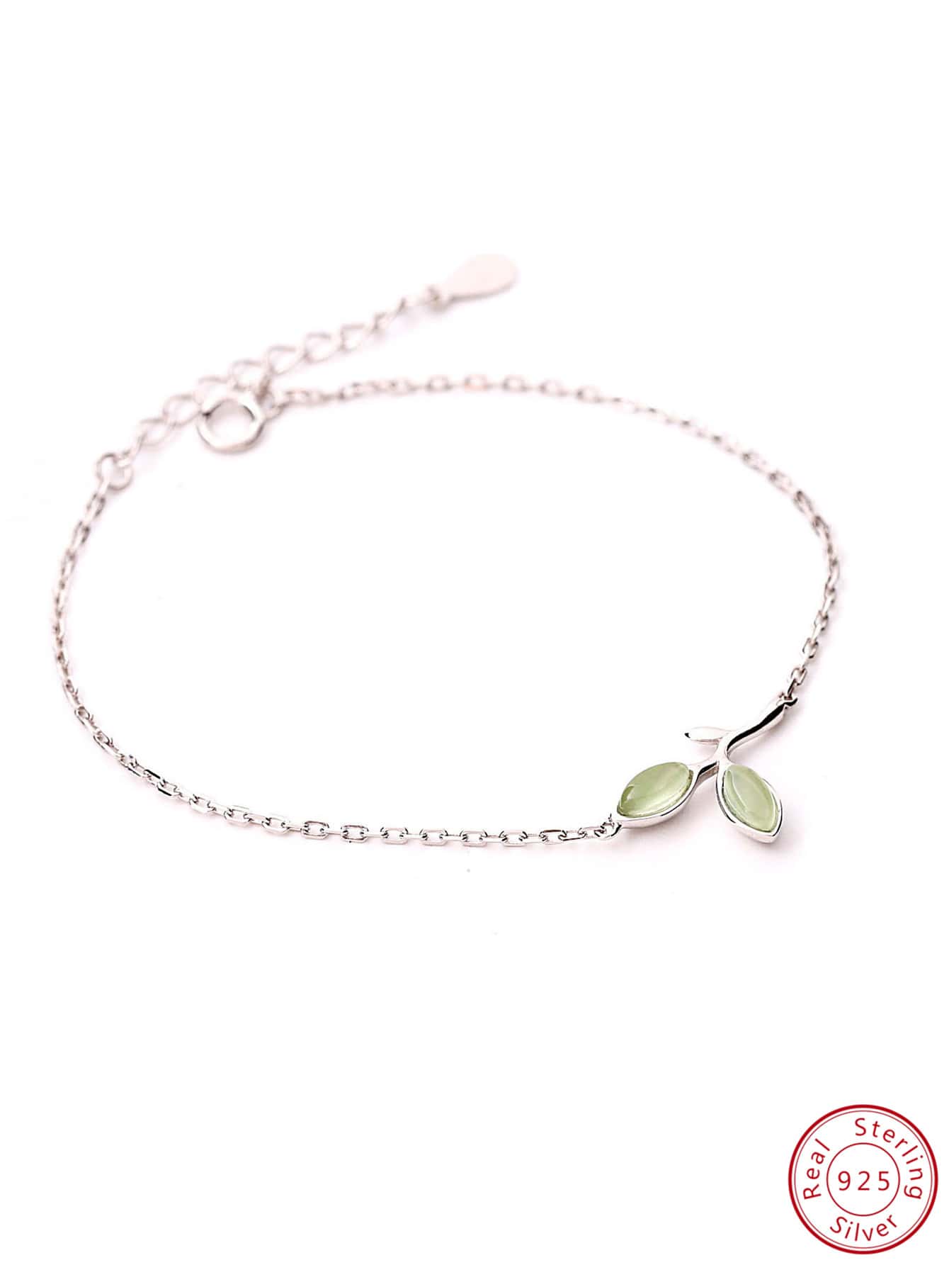 葉子墜飾銀手環 - 銀色 - 查看 1