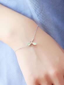 葉子墜飾銀手環 - 銀色 - 查看 2