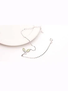 葉子墜飾銀手環 - 銀色 - 查看 3