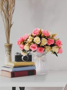 1入組塑料人造花花束婚禮用人造花束家居裝飾 - 彩色 - 查看 7