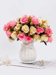 1入組塑料人造花花束婚禮用人造花束家居裝飾 - 彩色 - 查看 8