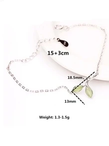 葉子墜飾銀手環 - 銀色 - 查看 4