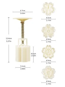 4入組/套塑料壓餅機手持式月餅印章用於烘焙