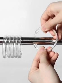 12pcs Clear Shower Curtain Hook, Simple Clear Shower Curtain Ring For Bathroom - Clear - View 1