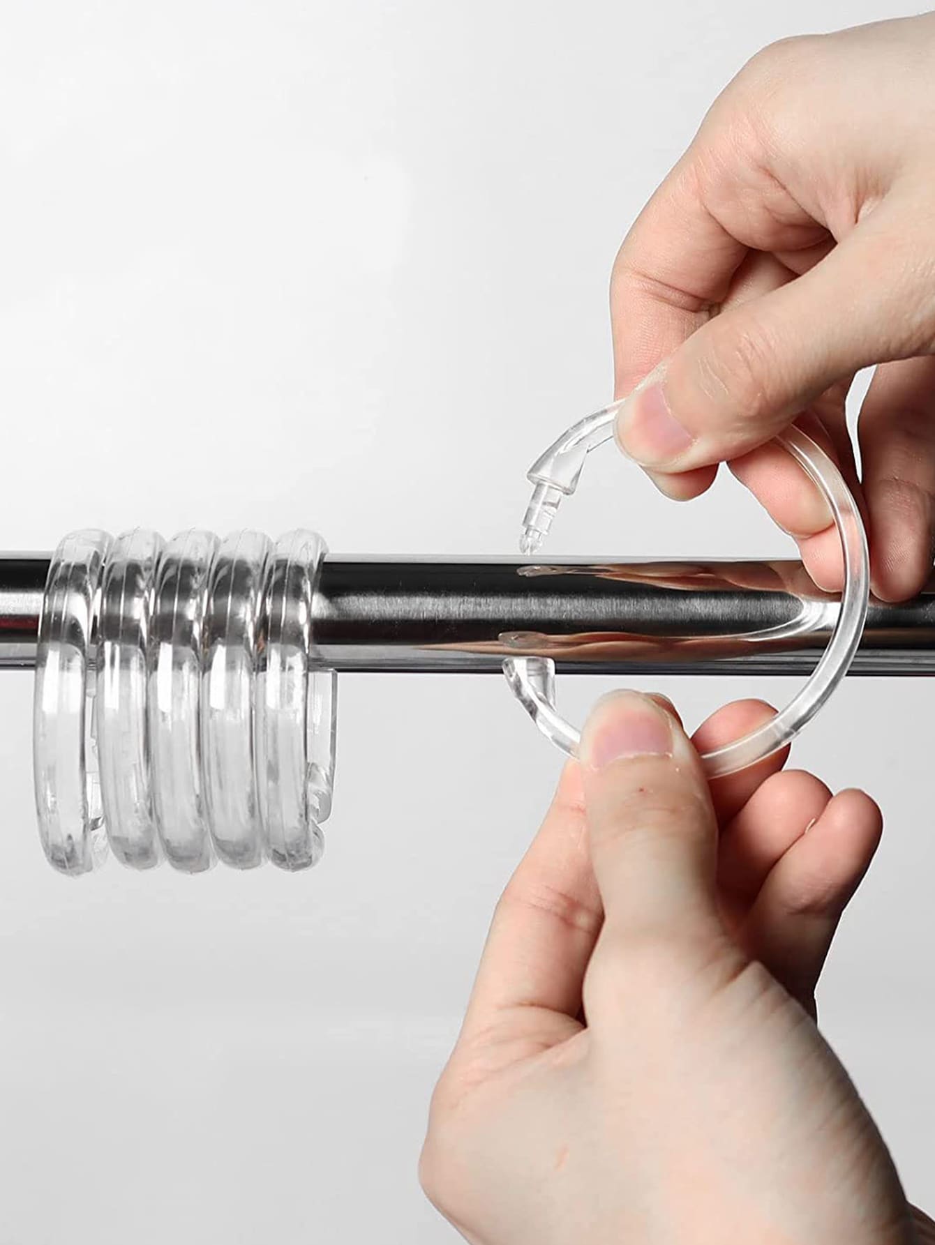 12pcs Clear Shower Curtain Hook, Simple Clear Shower Curtain Ring For Bathroom - Clear - View 1