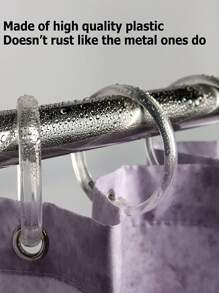 12pcs Clear Shower Curtain Hook, Simple Clear Shower Curtain Ring For Bathroom - Clear - View 2