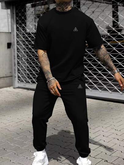 Homme T-shirt à lettres & Pantalon de survêtement à lettres