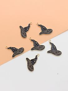 6 cái/bộ Mũ phù thủy DIY Mặt dây chuyền - màu đen - Xem 1