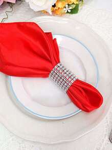 10 Piezas Anillo De Servilleta Con Decoración De Diamantes De Imitación - Plateado - Ver 1