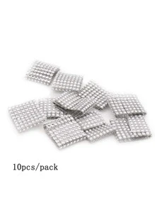 10 Piezas Anillo De Servilleta Con Decoración De Diamantes De Imitación - Plateado - Ver 2