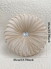 Round Pleated Decorative Pillow - Beige - View 5