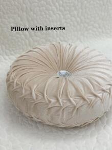 Round Pleated Decorative Pillow - Beige - View 6