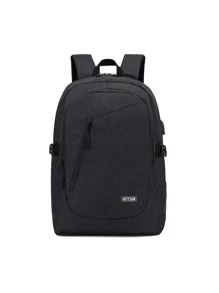 HOTSIR Ba lô máy tính xách tay cỡ lớn Letter Graphic Minimalist Camping Bag - màu đen - Xem 1