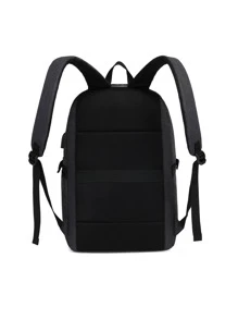 HOTSIR Ba lô máy tính xách tay cỡ lớn Letter Graphic Minimalist Camping Bag - màu đen - Xem 2