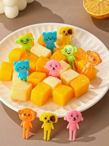 Tenedor de diseño de animales de dibujos animados de 10 piezas, tenedor de fruta de diseño de animales creativo para cocina - Multicolor - Ver 1