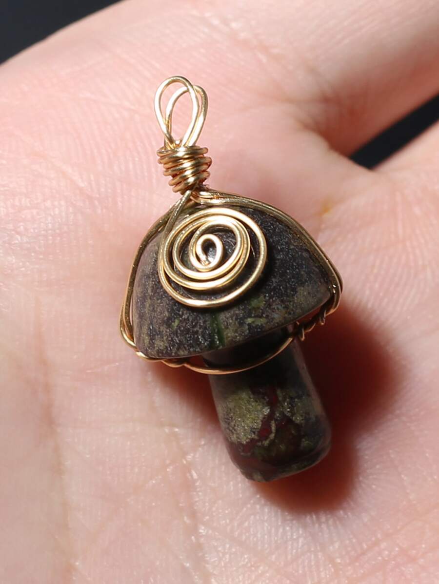 Mặt dây chuyền DIY hình nấm - xanh quân đội - Xem 1