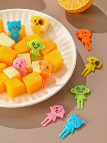Tenedor de diseño de animales de dibujos animados de 10 piezas, tenedor de fruta de diseño de animales creativo para cocina - Multicolor - Ver 4