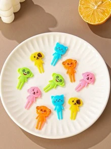 Tenedor de diseño de animales de dibujos animados de 10 piezas, tenedor de fruta de diseño de animales creativo para cocina - Multicolor - Ver 5