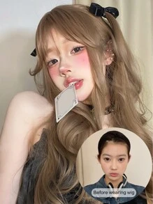 alicegarden Long Curly Synthetic Wig With Bangs