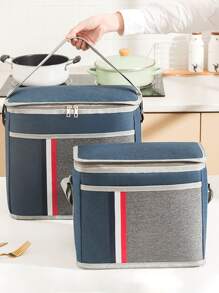 WHICHLIFE 1 Túi Đựng Đồ Ăn Trưa Cách Nhiệt Bằng Polyester Di Động, Túi Đựng Đồ Ăn Trưa Khối Màu Dành Cho Dã Ngoại - Màu xanh lam - Xem 1