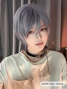 alicegarden Krótka prosta peruka syntetyczna z grzywką