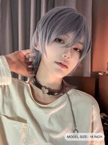 alicegarden Krótka prosta peruka syntetyczna z grzywką