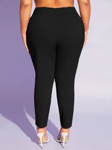 SHEIN SXY Taglie Forti Pantaloni monocolore tasca inclinata - nero - Visualizzare 2