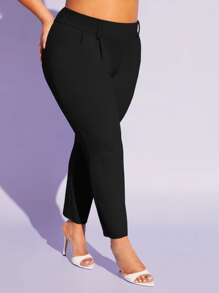 SHEIN SXY Taglie Forti Pantaloni monocolore tasca inclinata - nero - Visualizzare 6