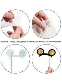 16入組唇部和帽子设计道具，現代眼鏡和帽子裝飾紙照片亭道具婚禮用 - 彩色 - 查看 4