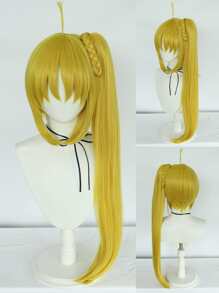 Peluca sintética cosplay largo recto con tupe - Amarillo - Ver 1