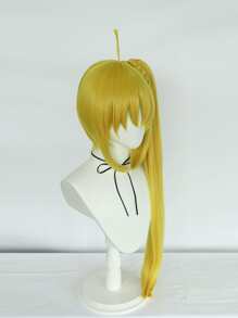 Peluca sintética cosplay largo recto con tupe - Amarillo - Ver 3