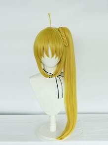 Peluca sintética cosplay largo recto con tupe - Amarillo - Ver 5