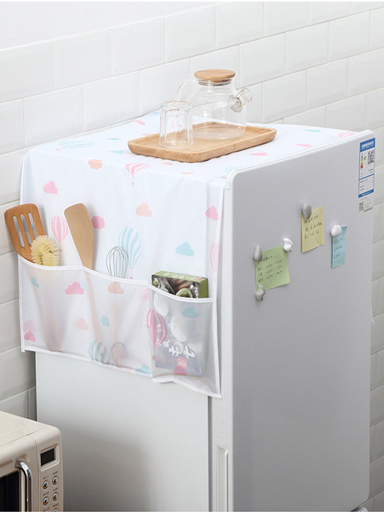 Hot-air Balloon Print Refrigerator Dust Cover - Multicolor - View 1