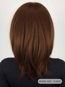 短直筒人造假髮帶劉海 - 棕色 - 查看 2