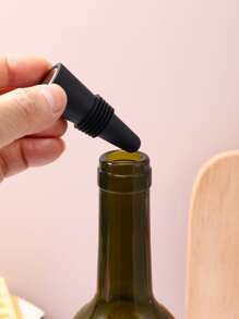 1入組矽膠紅酒塞極簡酒瓶塞適用於日常生活 - 黑色 - 查看 1
