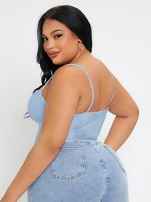 SHEIN SXY 大碼前繫帶吊帶上衣 - 淺藍色 - 查看 2