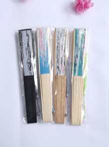 1入組竹子折扇花朵圖案流蘇裝飾手動扇子 - 彩色 - 查看 2