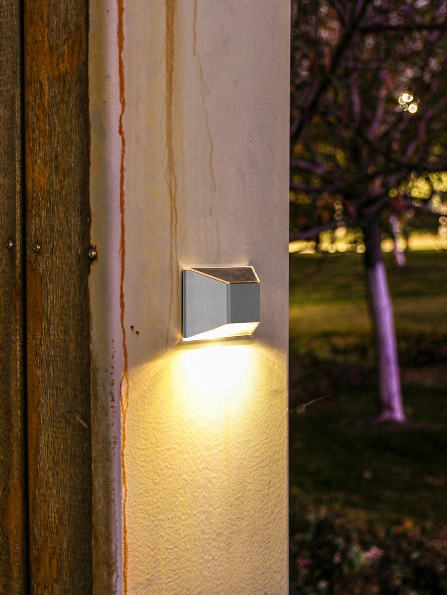 1 件 4 LED 不锈钢太阳能灯笼，现代壁挂式户外太阳能灯笼，适用于户外、小路、庭院、露台的户外花园照明 - 黃色 - 查看 1