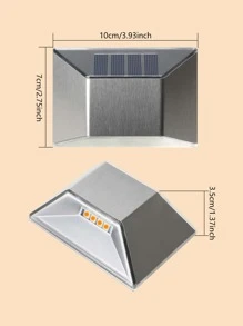 1 件 4 LED 不锈钢太阳能灯笼，现代壁挂式户外太阳能灯笼，适用于户外、小路、庭院、露台的户外花园照明 - 黃色 - 查看 3