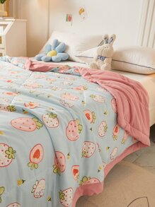 1 chiếc chăn hoa văn dâu tây, ga trải giường bằng vải hiện đại cho mùa hè - Nhiều màu - Xem 4