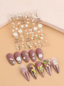 FULL BEAUTY 2 tấm Họa Tiết Hoa Móng Tay Nghệ Thuật Miếng Dán Miếng Dán Móng Tay DIY - Nhiều màu - Xem 4